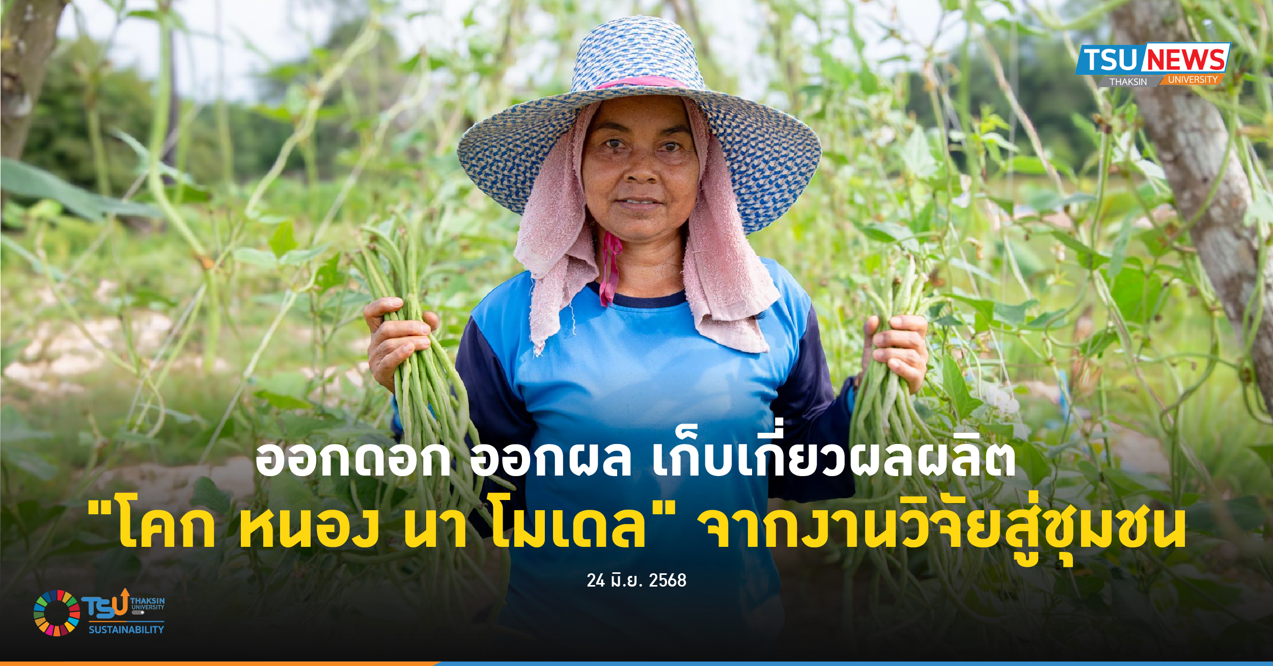 ออกดอก ออกผล เก็บเกี่ยวผลผลิต โคก หนอง นา โมเดล จากงานวิจัยสู่ชุมชน