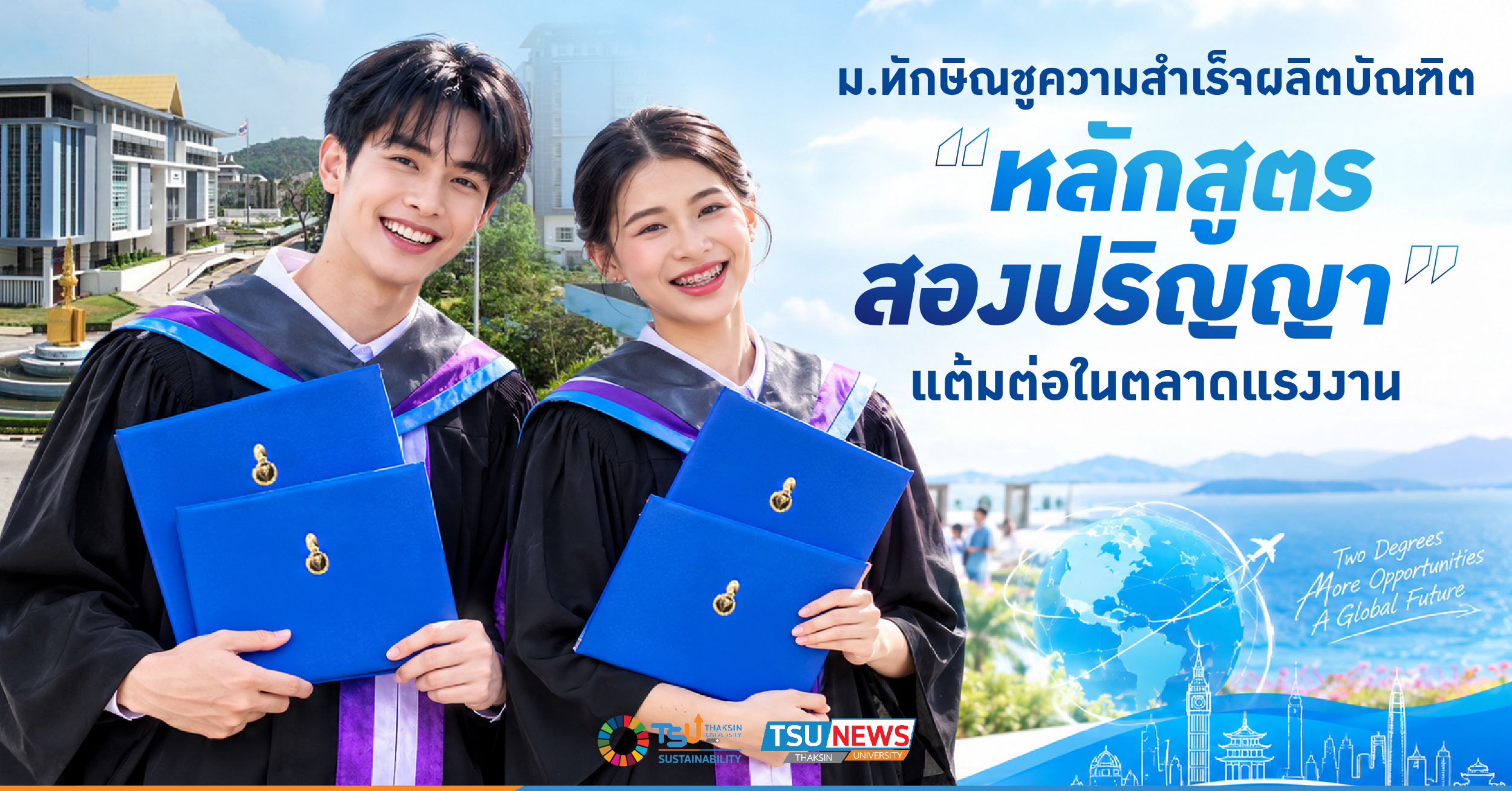 ม.ทักษิณชูความสำเร็จผลิตบัณฑิตหลักสูตรสองปริญญา แต้มต่อในตลาดแรงงาน